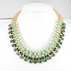 891024-206 Green Beads Necklace in Gold
